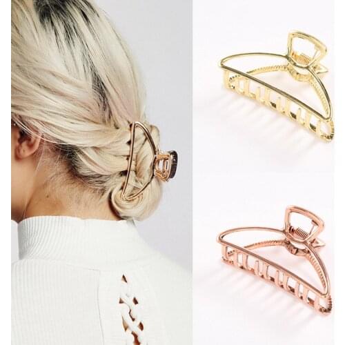 Women Fashion Geometric Claw Hair Clamps Crab Hair Clip Hairpin Retro SolidColor Metal Hair Claw Clip Barrette Jaw Clamp Hairpin