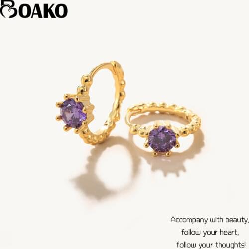 BOAKO Huggie Earrings S925 Sterling Silver Hoop Earring For Women Fashion Loop Earring Jewelry Zircon Pendientes Brincos Aretes