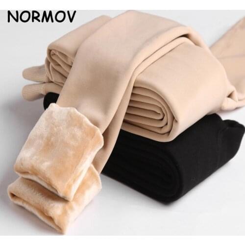 NORMOV Winter Warm Leggings Women High Waist Thick Pearl Velvet Legging Sexy Solid Large Size Autumn Leggings S-XXXXL 8 Colors