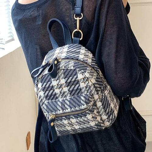 Women Small Backpack Shoulder Bag Plaid Backpacks Female Girls Fashion Travel Daypacks for Teenager School Bag Mochila Feminina