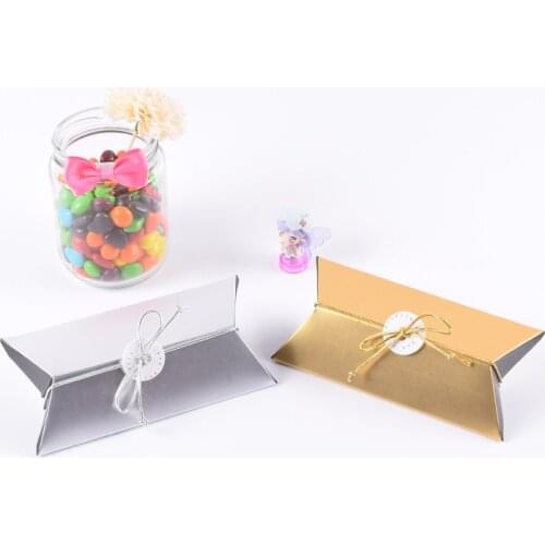 100pcs Gold and silver pillow boxs,Candy box,wedding birthday party gift box,Craftwork gift Packing box,13.5x7.5x3.5cm