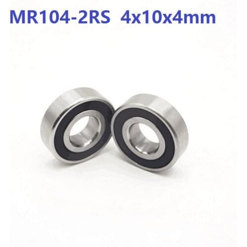 50pcs/100pcs/500pcs MR104RS MR104-2RS MR104 RS 2RS 4x10x4 mm Rubber sealed Miniature deep groove Ball Bearing 4*10*4mm