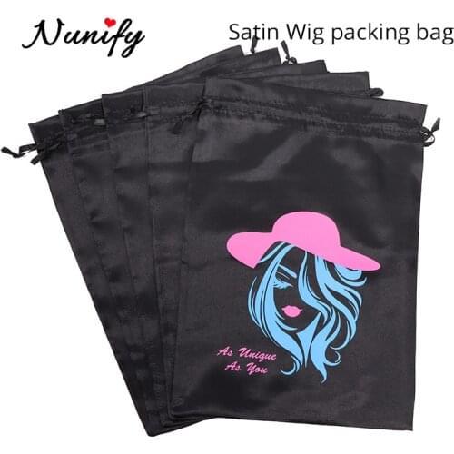 Satin Wig Bags For Packing Hair Bundles Wigs Silk Wig Bags, Black Pink Popular Color Hair Storage 25*35Cm Big Size Satin Bags