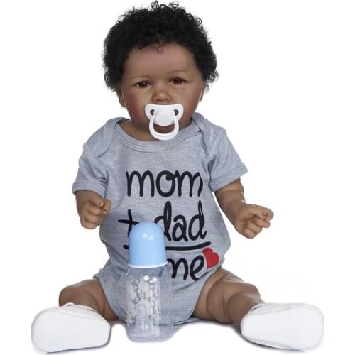 Bebes 56CM 100% hand-made soft full body silicone detailed painting collectibles rebborn doll African American baby