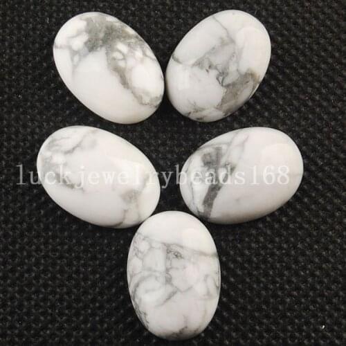 Free Shipping Women Fashion Jewelry 5pcs Wholesale 13x18mm Natural White Howlite Oval Beads Cabochon CAB C3273
