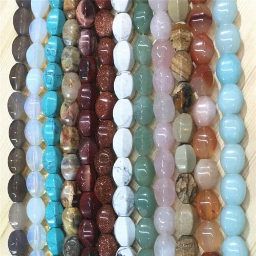 New Natural Stone Beads Oval Rice 10x14 MM Pink Crystals Howlite Roses Quartz For DIY Jewelry Making Supplies Hot Sale 52PCS