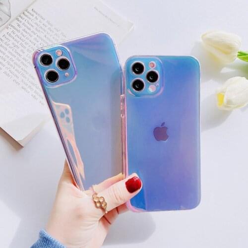 Moskado Laser Gradient Color Phone Case For iPhone 11 Pro Max 12 Pro Max X XR XS Max 7 8 Plus SE 2020 Clear Soft TPU Back Cover