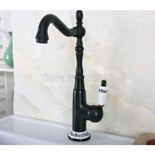 Basin Faucets Black Oil Rubbed Bronze Kitchen Faucet Bathroom Faucet Vanity Vessel Sinks Mixer Cold And Hot Water Tap tnf650