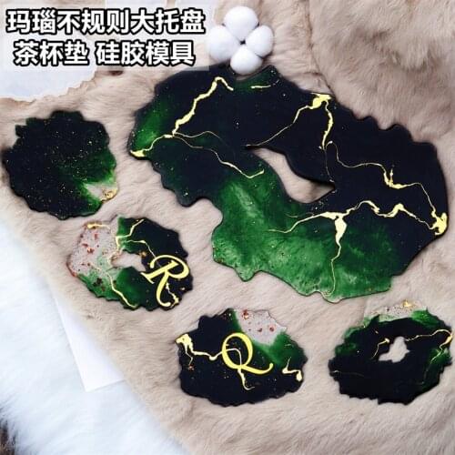 DIY Mirror Large Table Mold Crystal Epoxy Resin Mold Tea Coaster Tea Tray Tea Set Holder Silicone Mold For Resin