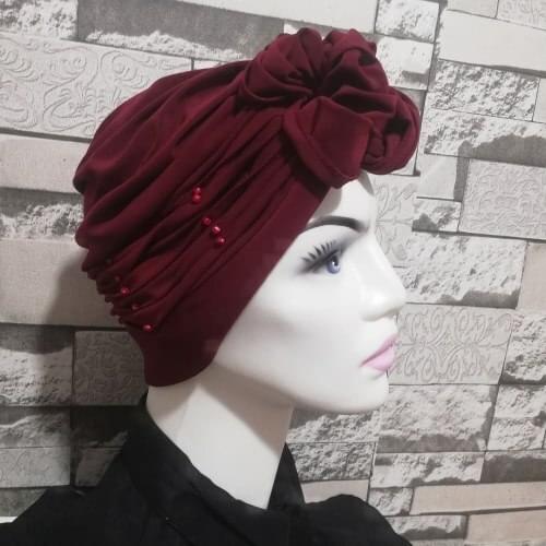 Pearl detail drapeli bone Burgundy