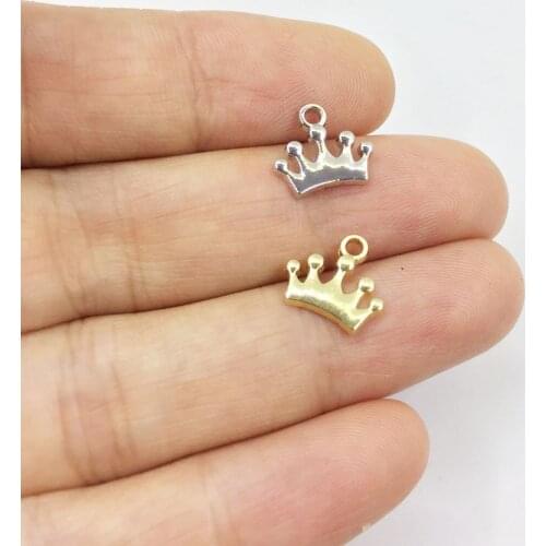 Eruifa 20pcs 10mm Mini Crown Zinc alloy Jewelry DIY Charms Pendant Necklace,Eearrings 2 Colors