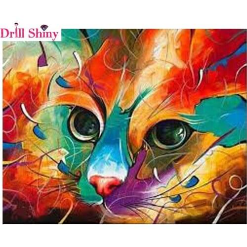 Oil Painting 5D Animal Diamond Embroidery Mosaic Cross Stitch Crystal Square Sets Unfinished Decorative Diy Diamond Painting Cat