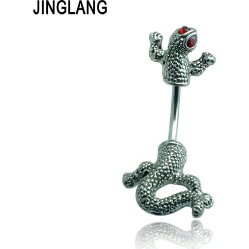 Wholesale Hot Lizard Belly Button Rings Stainless Steel Navel Body Piercing Jewelry 12 pcs Free Shipping