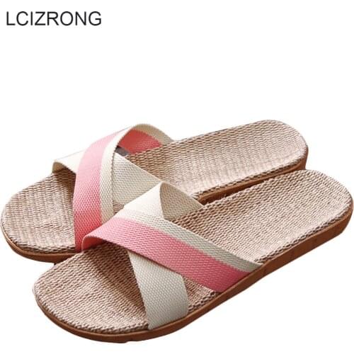 LCIZRONG Spring Bedroom Slippers Women Summer Home England Style Indoor Slippers Plus Size Beach Shoes Ladies House Slipper