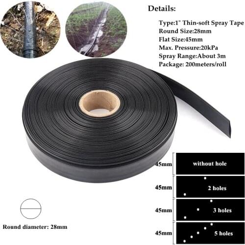20/50/100m 1" Φ28mm Agriculture Drip-Hose Irrigation Tape Greenhouse Watering System Streamline Soaker Hose with 0/2/3/5 Holes