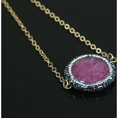 Fashion Necklace Women Jewelry 2018 Druzy Quartz Crystal Point Pendant 24K Gold Chain Natural Stone Pendant Necklace