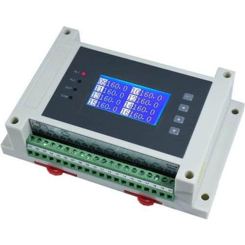8 or 16 Temperature Acquisition Display Module 16-bit RS485 Modbus RTU DAQ Thermocouple PT100 K S RTC 20mA Relay Alarm Optional