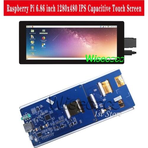 Wisecoco 6.86 Inch 1280x480 IPS Touch Screen LCD Display Module for Raspberry 4B Pi3 Pi 3B NVIDIA, Android/Linux, Windows