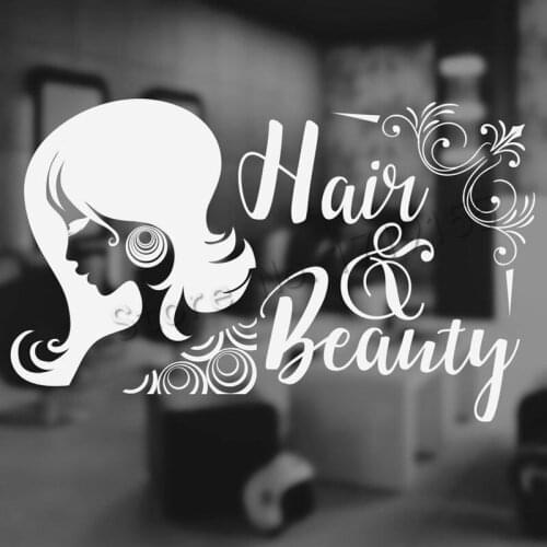 Hair and Beauty Salon Wall Decal Girls Beauty Hair Salon Vinyl Wall Sticker Barber Shop Haircut Wallpaper Window Wall SignZW501