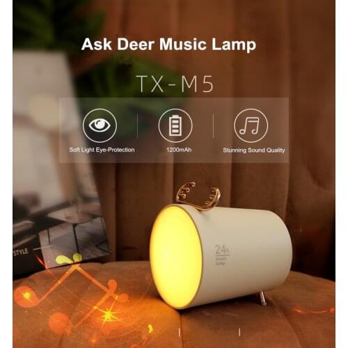 Cute Deer Desk Lamp USB Charging Wireless Bluetooth Speaker 3D Stereo Music Night Light Portable Bedroom Bedside Atmosphere Lamp
