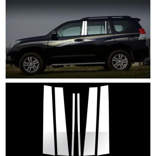 Stainless Steel 6PCS Door Window B Pillar Cover Trim For Toyota Prado FJ150 2010 2011 2012 2013 2014 2015 2016