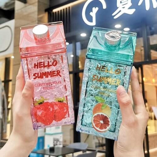 New Double-layer Thickened Refrigerator Cold Cup Straw Iced Cup Summer Celebrity Crushed Ice Cup Milk Water Bottle Milk Carton