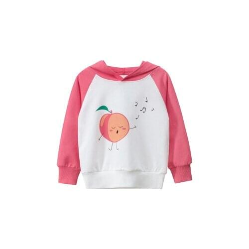 Korean Baby Clothes 2021 Spring New Childrens Print Sweatshirt Cotton Pullovers Top Tees Girls Hooded T Shirt 2-8Y Girl Clothes