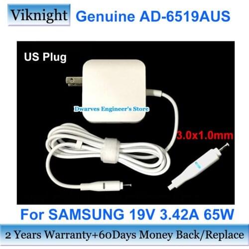 Genuine AD-6519AUS 19V 3.42A Laptop Adapter Charger For Samsung AD-6519ACN BA44-00341A BA44-00342A W16-065N4C W065R032L US Plug