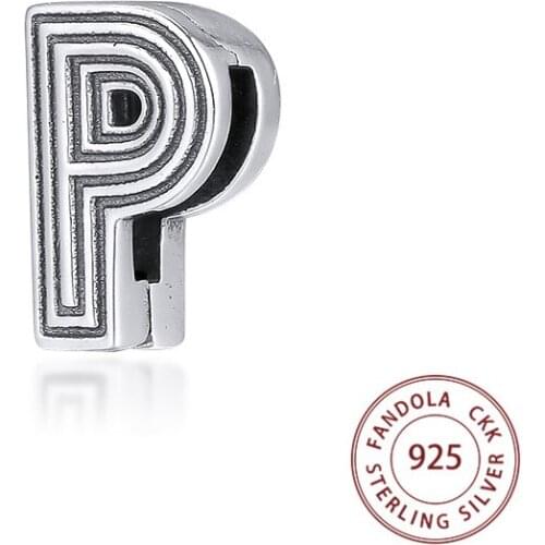 Fit Reflexions Bracelet Agrent 925 Sterling Silver Letter P Clip Stopper Beads Charms for Jewelry Making Berloques