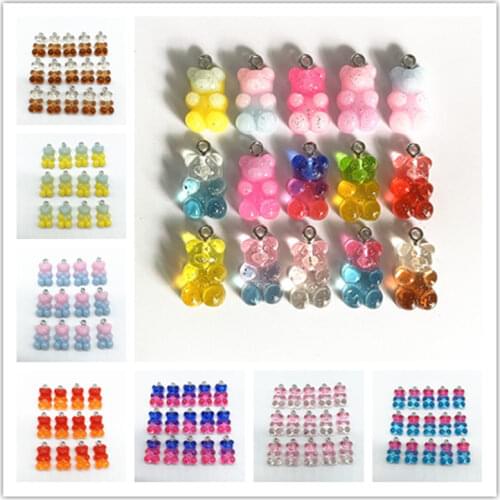 10Pcs Candy Bear Pendant Charms for Necklace Bracelet Earrings Jewelry Making Diy Findings Resin Bears Christmas Making