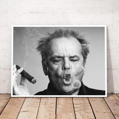 Jack Nicholson Cigar Poster Wall Art Prints , Black and white Canvas Paintings Jack Nicholson Photo Wall Picture Art Decor