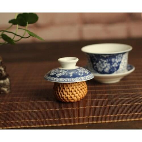 Handmade Rattan Teapot Gaiwan Lid Holder Rack Stand Kung Fu Tea Ceremony