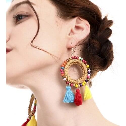European and American Handmade Tassel earrings fashion jewelry Bohemian style Earrings for Women party gift go to beach