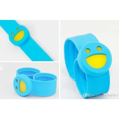 Smile face silicone Mosquito Repellent strap Pure Natural kids Snap Slap Hand strap anti-mosquito silicone Wristband