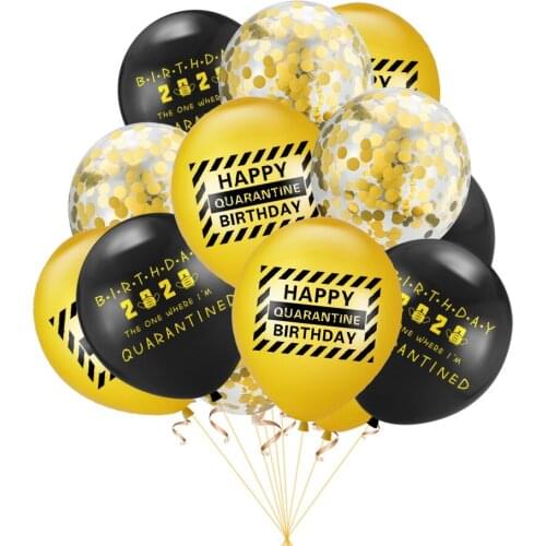 10pc 12'' Happy Quarantine Birthday Balloons Helium Balloons Happy Birthday Party Decorations Kids Toy Figures Wedding Air Globo