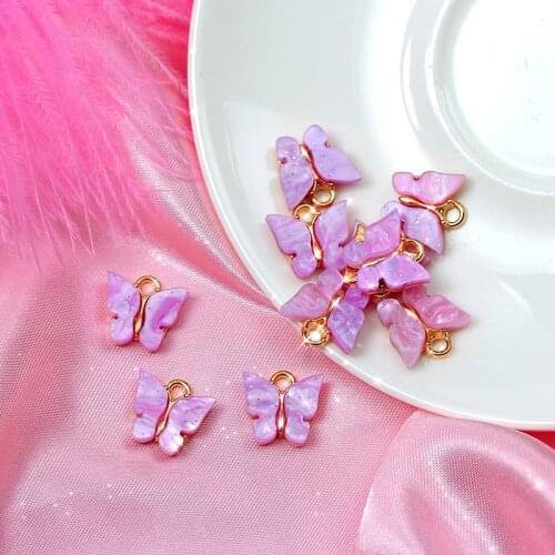 Flatfoosie 10Pcs/set Fashion Cute Butterfly Jewelry Accessories Gold Silver Color Charm Jewelry DIY Earrings Necklaces Material