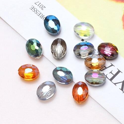 10Pcs Czech Glass Beads 16x20mm Natural Stone Flat Shape Crystal Oval Beading DIY Making Jewelry Accessories To Make Bracelets