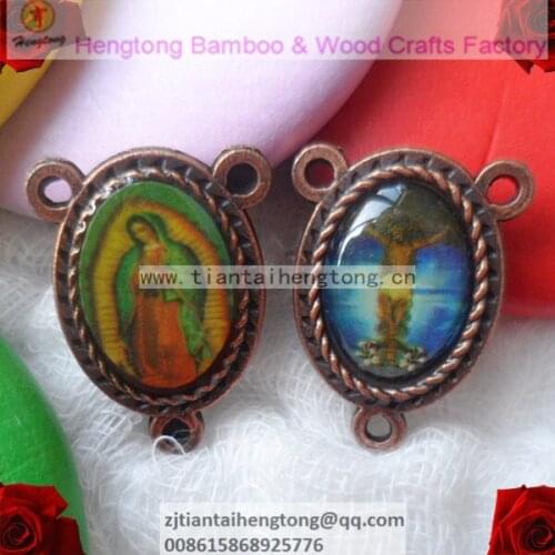 100pcs/PACK Free ship cheap guadalupe rosary centerpiece,3 hole center,catholic Icon Charm centerpiece special offer