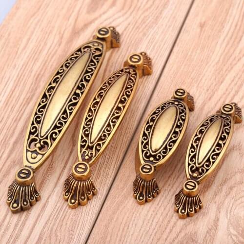 128mm europe vintage furniture handles 5" europe brass kitchen cabinet dresser door handle 2.5" antique gold drawer pull knob