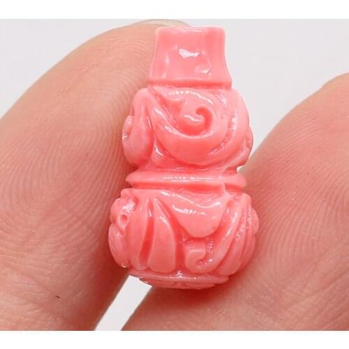 20Pcs Hot Sale Natural Pink Coral Pendant Gourd Shaped Through-Hole Beads For Jewelry Making DIY Necklace Bracelet Accessory