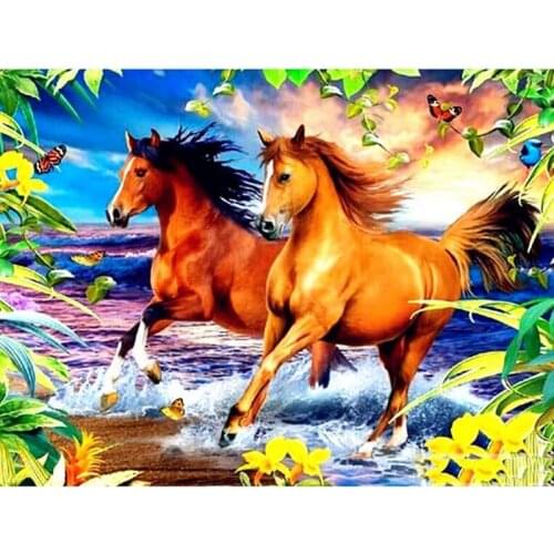 New Arrival 5D Diy Animal Diamond Painting Full Square/Round Embroidery Mosaic Horse Home Decoration Diamond Art