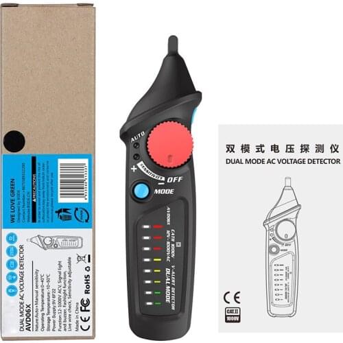 AVD06X NCV Non-Contact Voltage Detector Tester Socket Wall AC Power Outlet Live Test Pen Indicator 12~1000V Match Multimeter