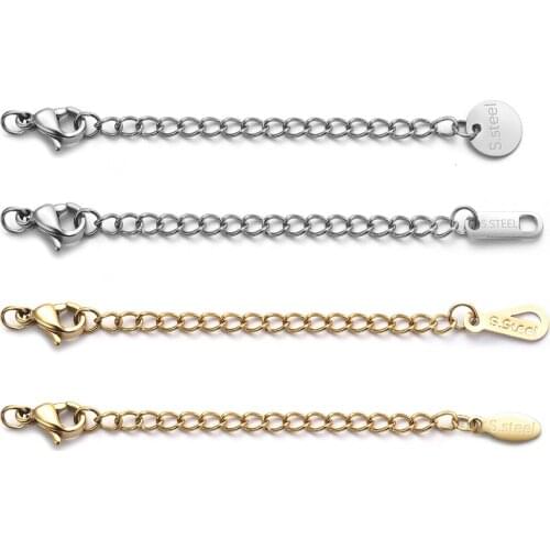 10pcs 50mm Stainless Steel Extended Extension Tail Chain Lobster Clasps Connector DIY Jewelry Making Findings Bracelet Necklace