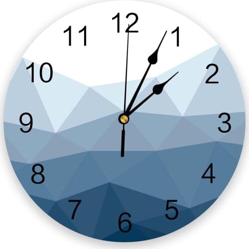 Triangle Color Block Blue Gradient Creative Wall Clock For Home Office Decoration Living Room Bedroom Kids Room Hanging Watch