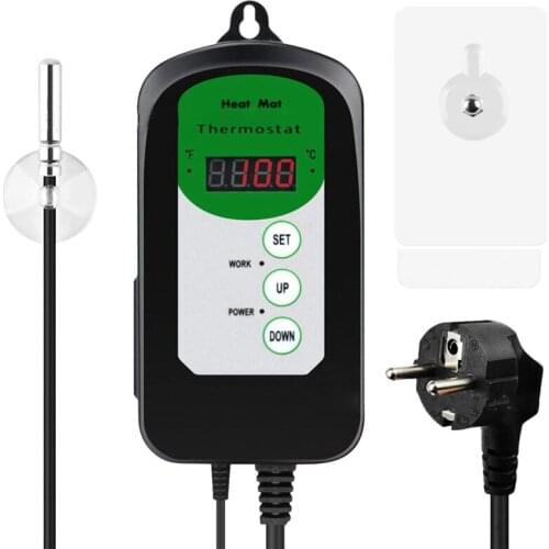 Digital Temperature Controller for Plants Reptiles Brewing Greenhouse Temperature Controller 68-108 Fahrenheit(EU Plug)