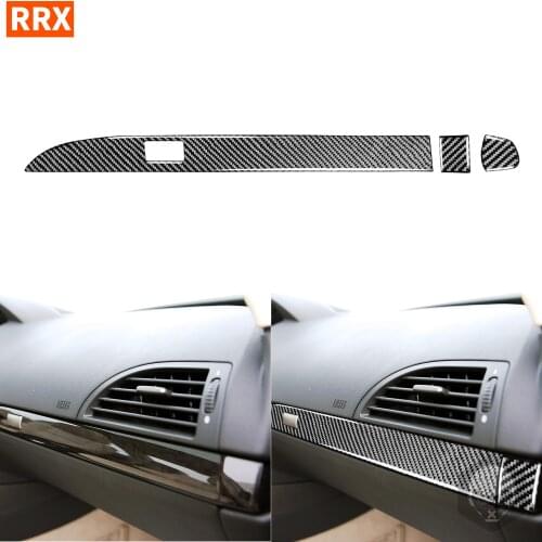 For BMW 6Series E63 E64 2004-2010 Black Carbon Fiber Stickers Co-Pilot Storage Box Decorative Strip Interior Car Accessories