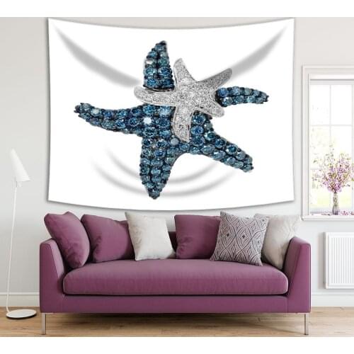 Tapestry Necklace Starfish Pendant with diamonds and Sapphires Jewellery Luxury Fashion Theme Art Blue Silver