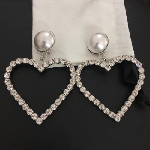 Crystal big heart-shaped European and American fashion ear clips