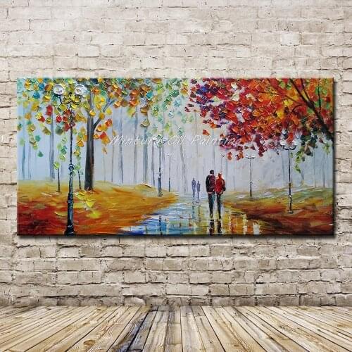 Mintura Art Hand Painted Knife Abstract Tree Landscape Oil Painting on Canvas Wall Art Picture Living Room Wall Decor No Frame