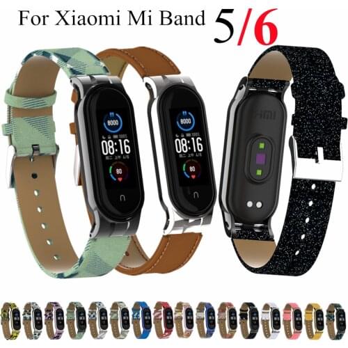 Leather Watchband For Xiaomi Mi Band 5 Bracelet Replacement Strap For Mi Band 5 PU Leather Wristband Mi Band 5 Smart Accessories